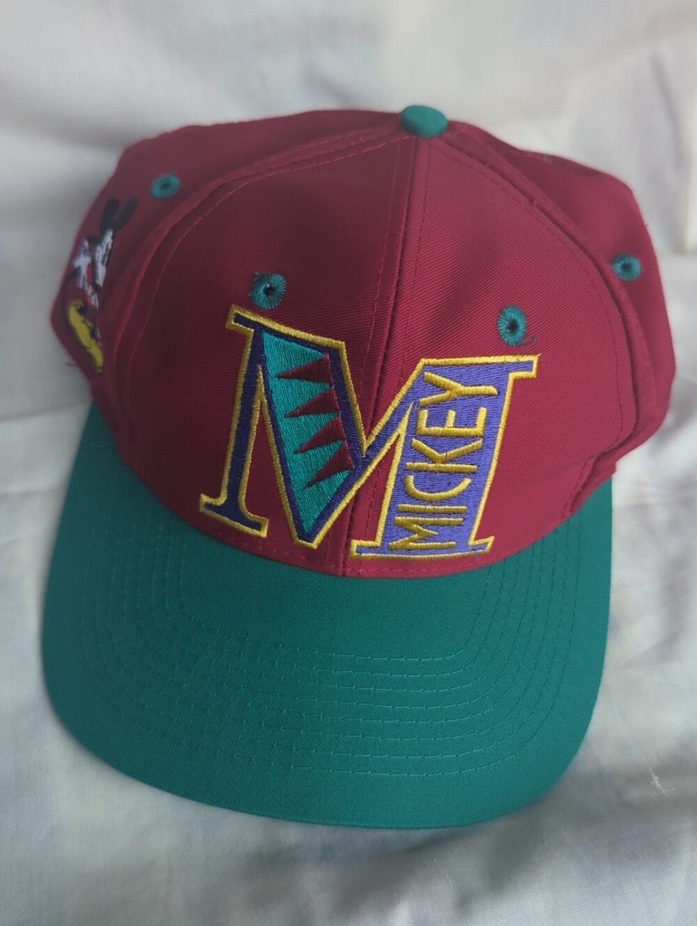 Universal Men's Mickey Baseball Cap in Burgundy and Teal